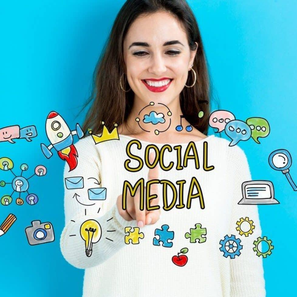 Social Media concept with young woman